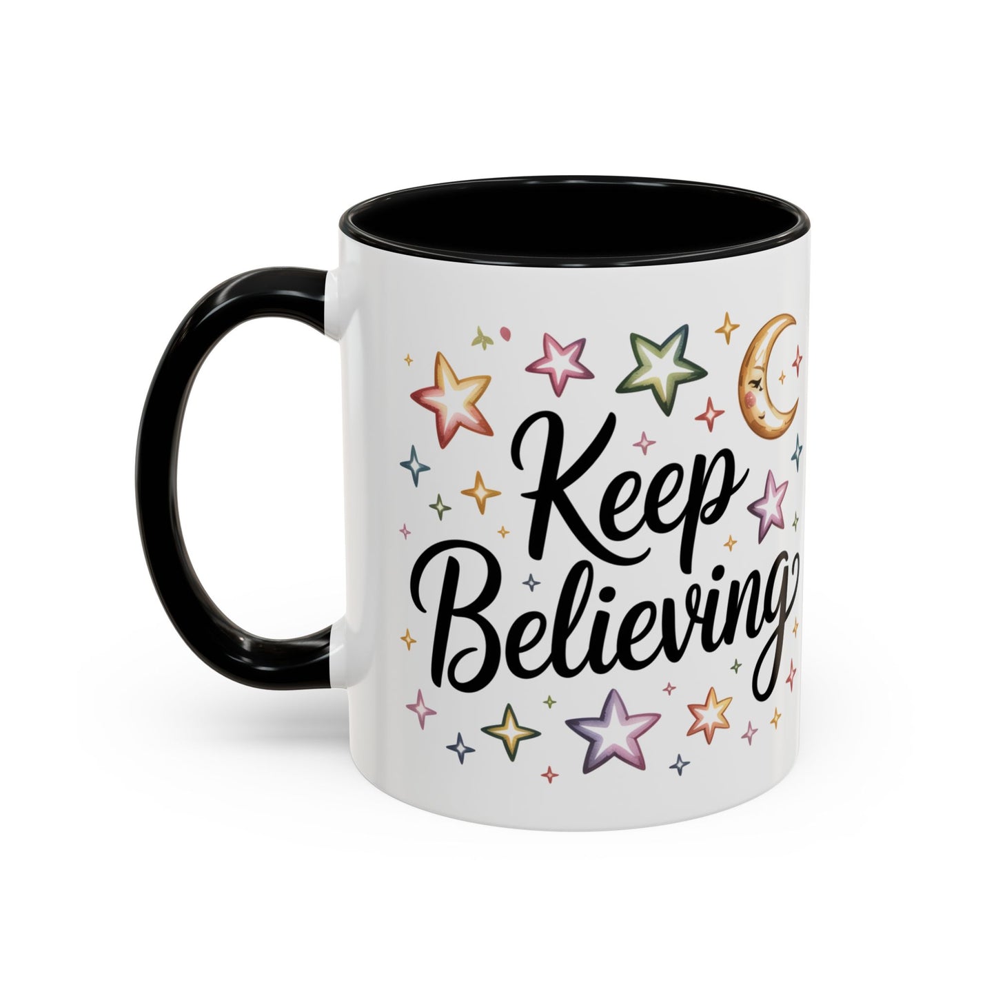 Inspirational Accent Coffee Mug - "Keep Believing" with Stars