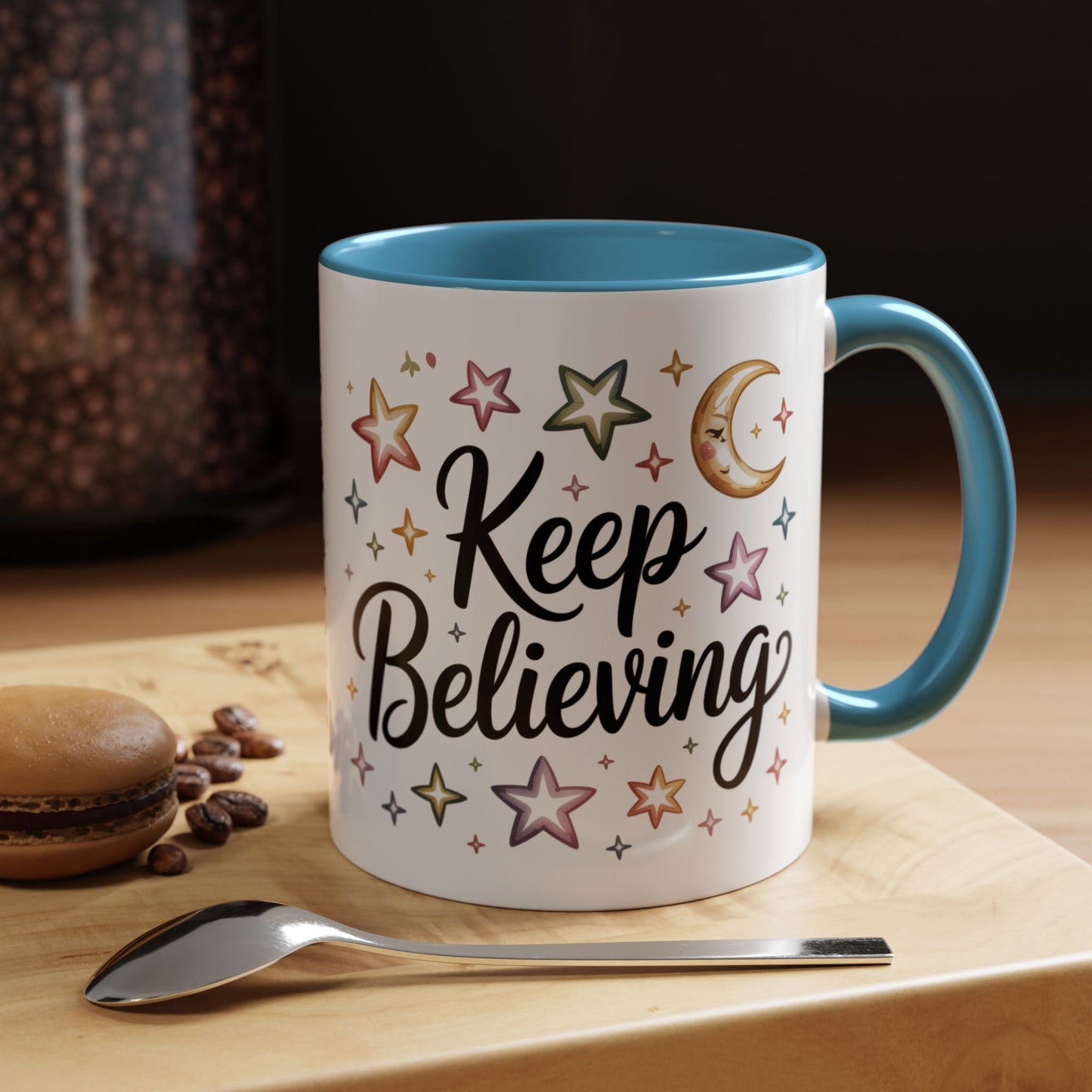 Inspirational Accent Coffee Mug - "Keep Believing" with Stars