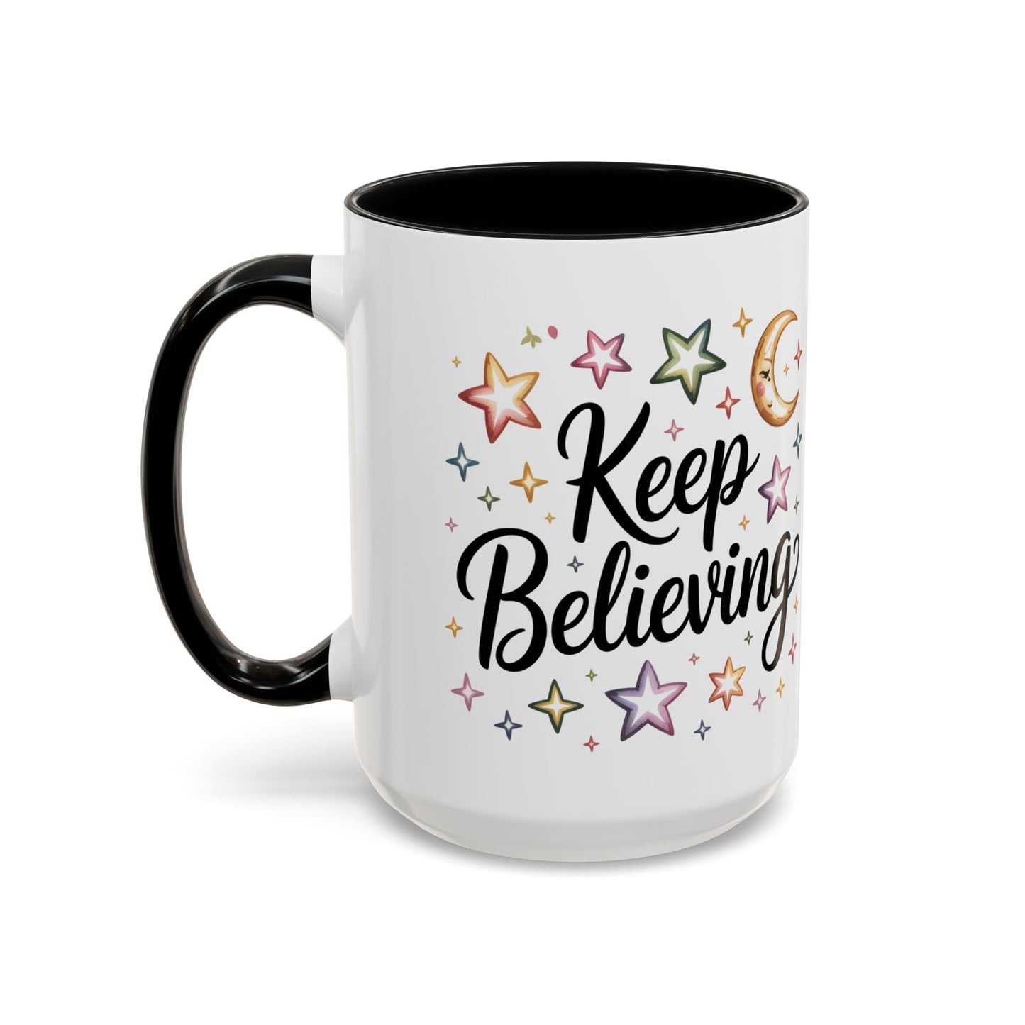 Inspirational Accent Coffee Mug - "Keep Believing" with Stars