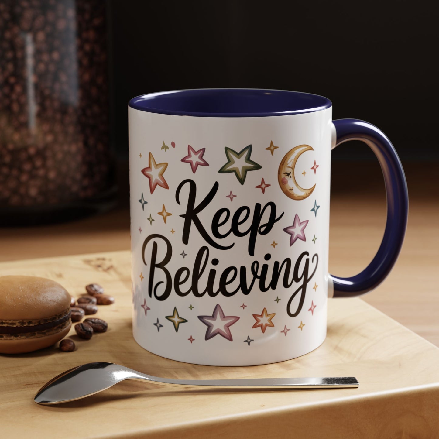 Inspirational Accent Coffee Mug - "Keep Believing" with Stars