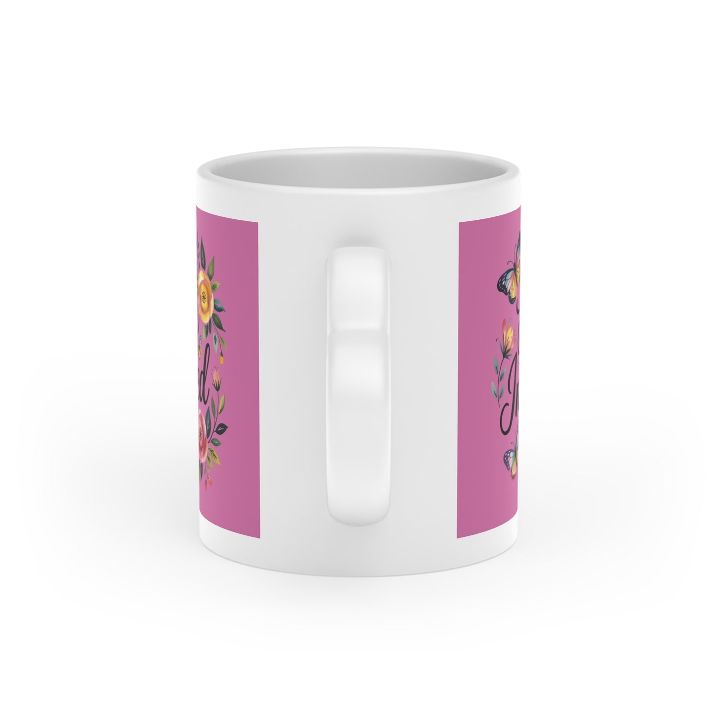 Stay Inspired Heart-Shaped Mug - Floral Design for Motivational Moments