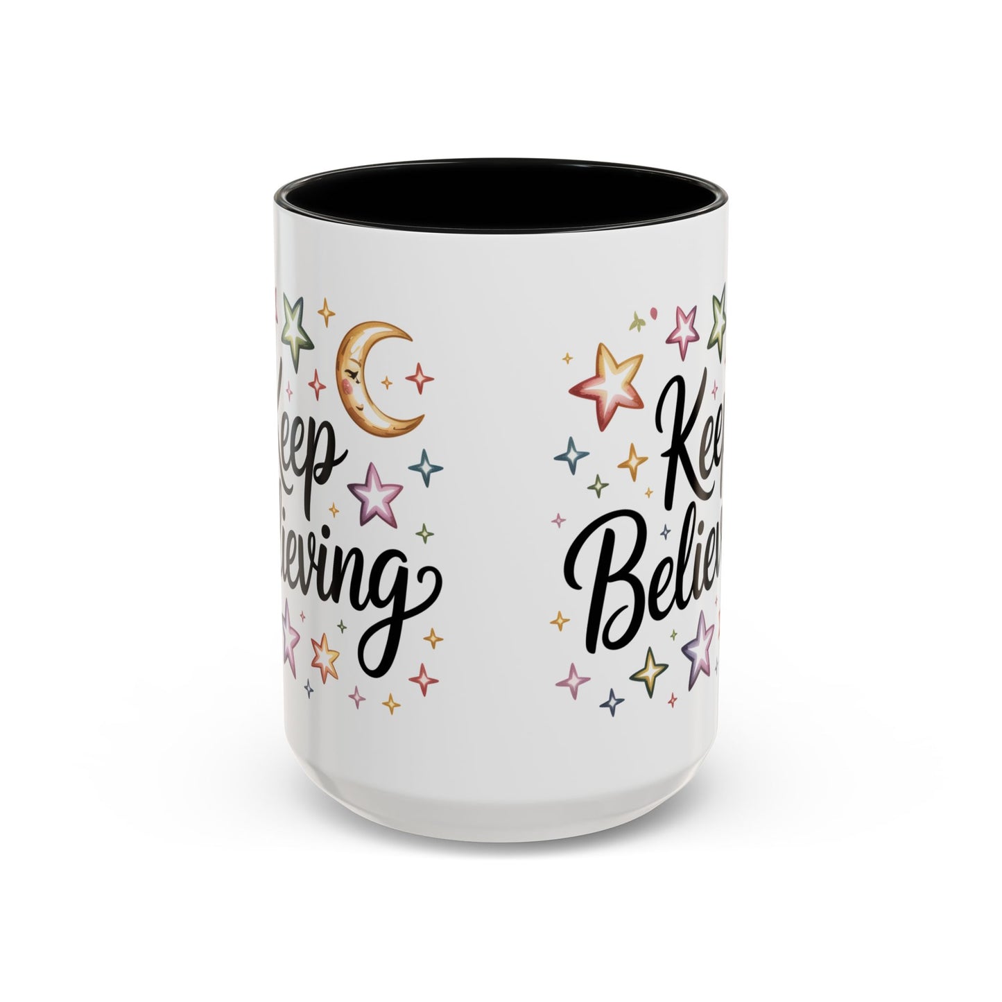 Inspirational Accent Coffee Mug - "Keep Believing" with Stars