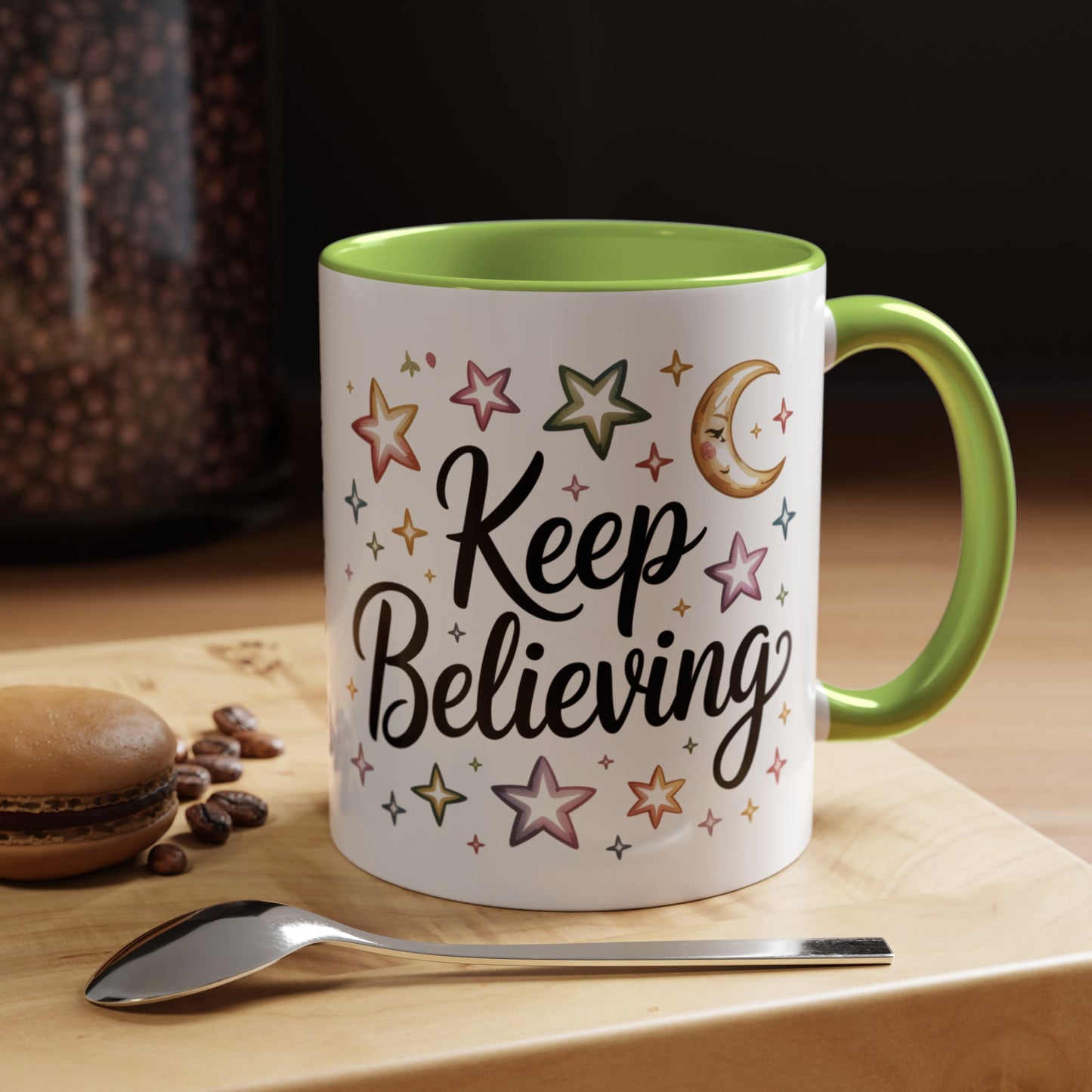 Inspirational Accent Coffee Mug - "Keep Believing" with Stars