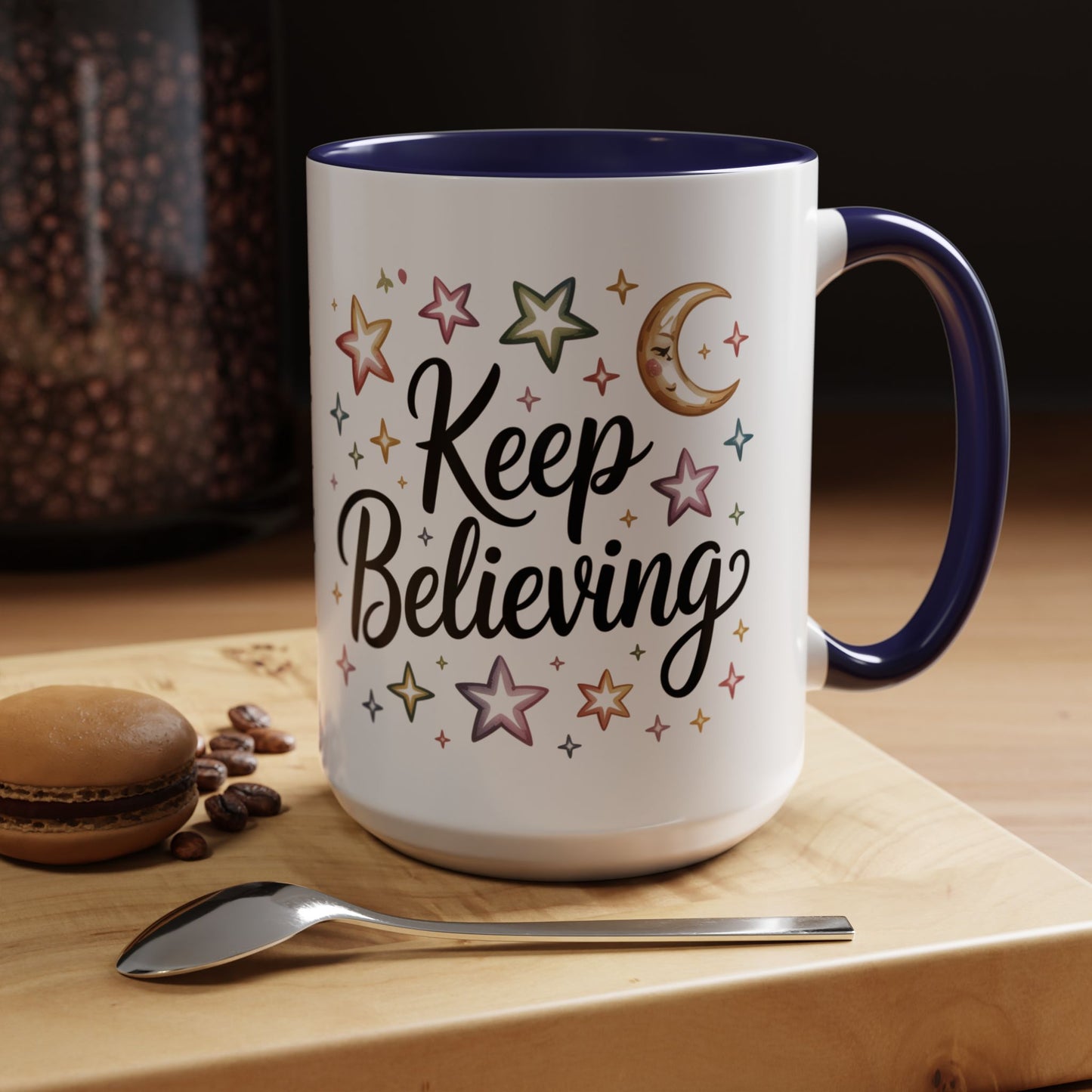 Inspirational Accent Coffee Mug - "Keep Believing" with Stars