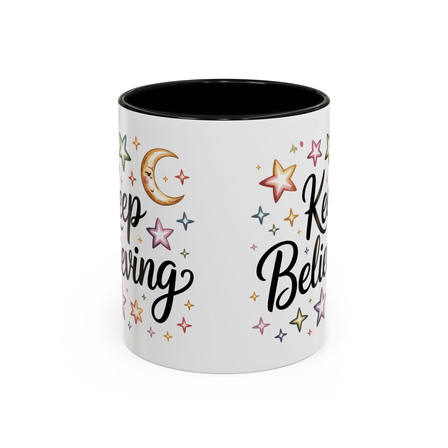 Inspirational Accent Coffee Mug - "Keep Believing" with Stars